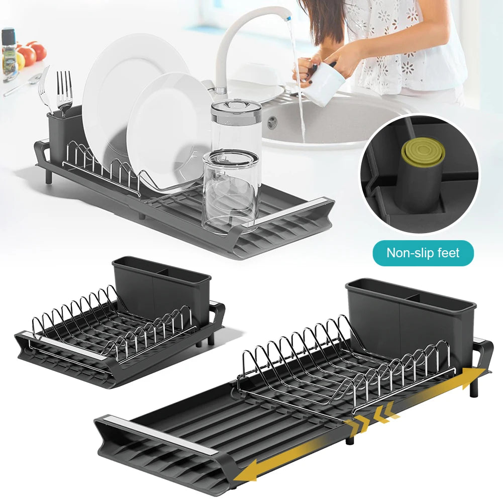 Dish Drying Drainer Rack with Drain Basket