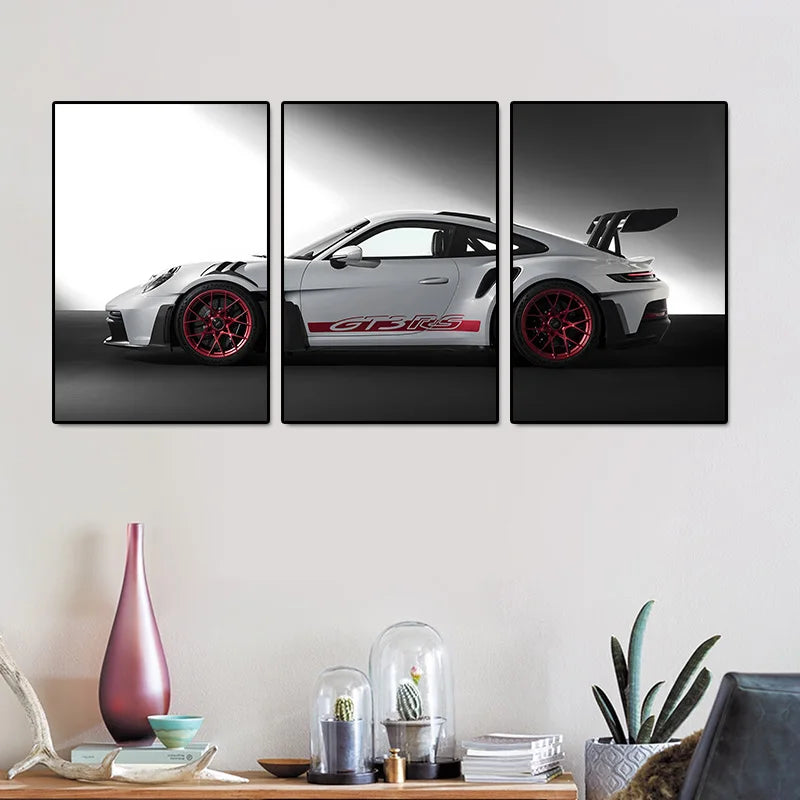 3-Piece Porsche GT3-RS Art Canvas Print