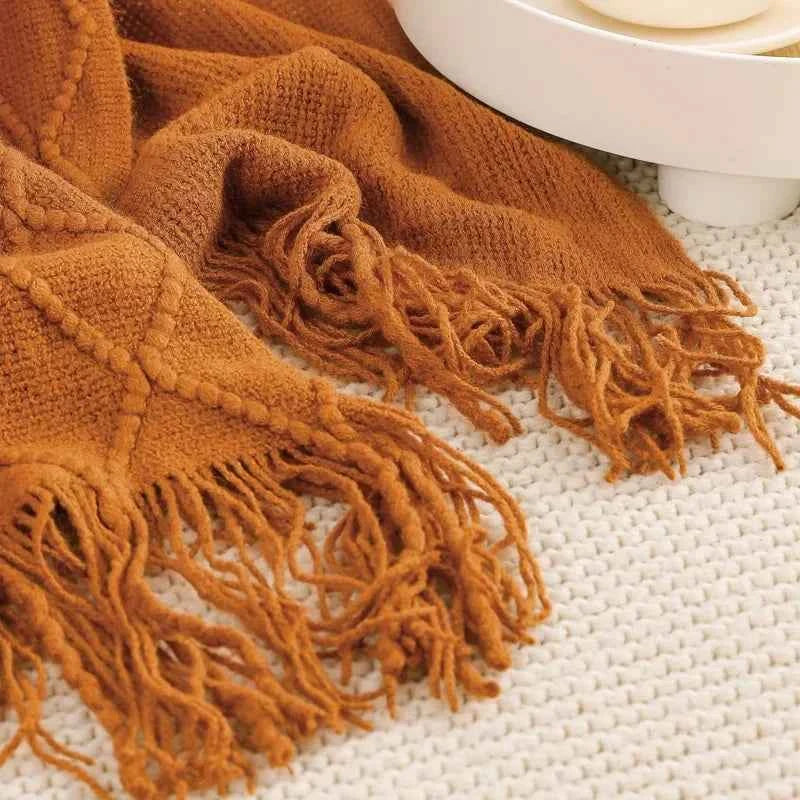Nordic Solid Casual Blankets Throws Soft Comfortable Knitted Shawl Sofa Blanket Bed End Cover Travel Hotel Decorative Bedspread
