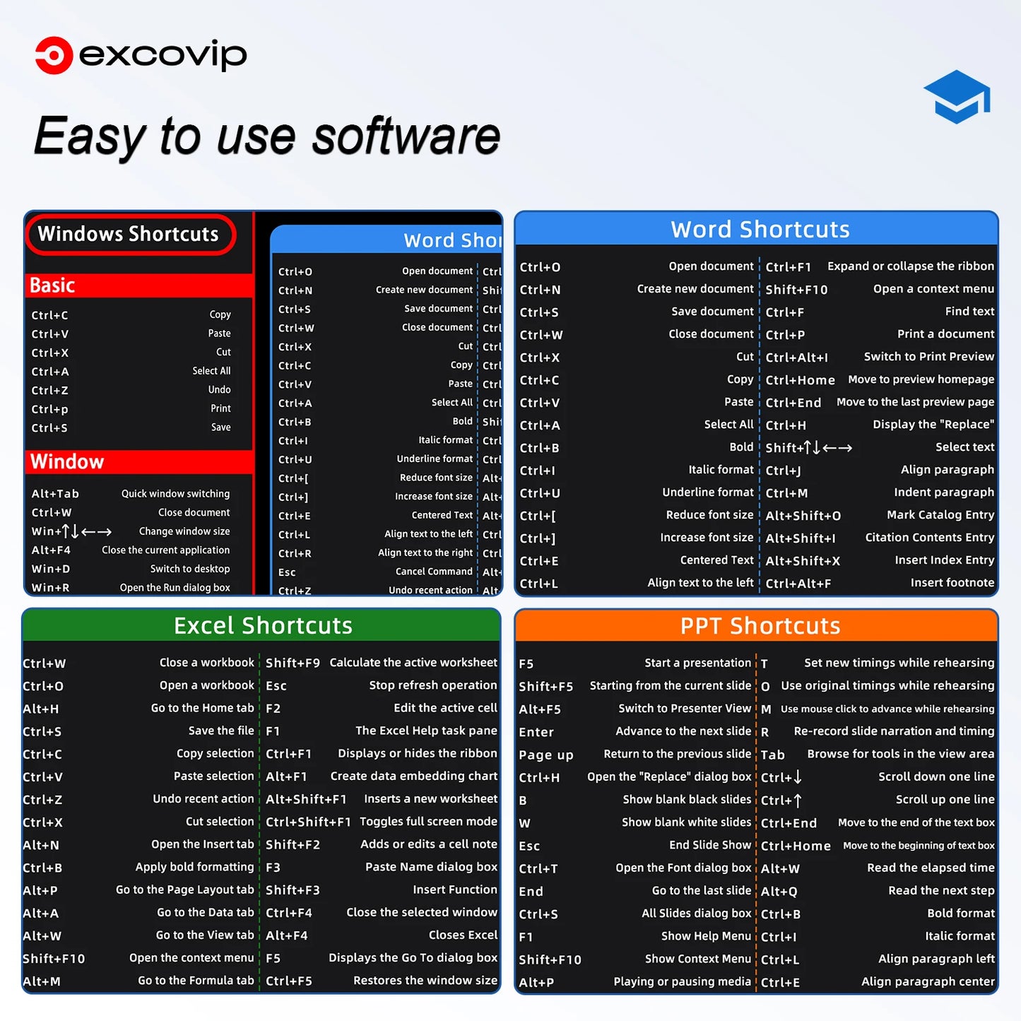 Exco XL Mouse Pad with MS Office Shortcuts