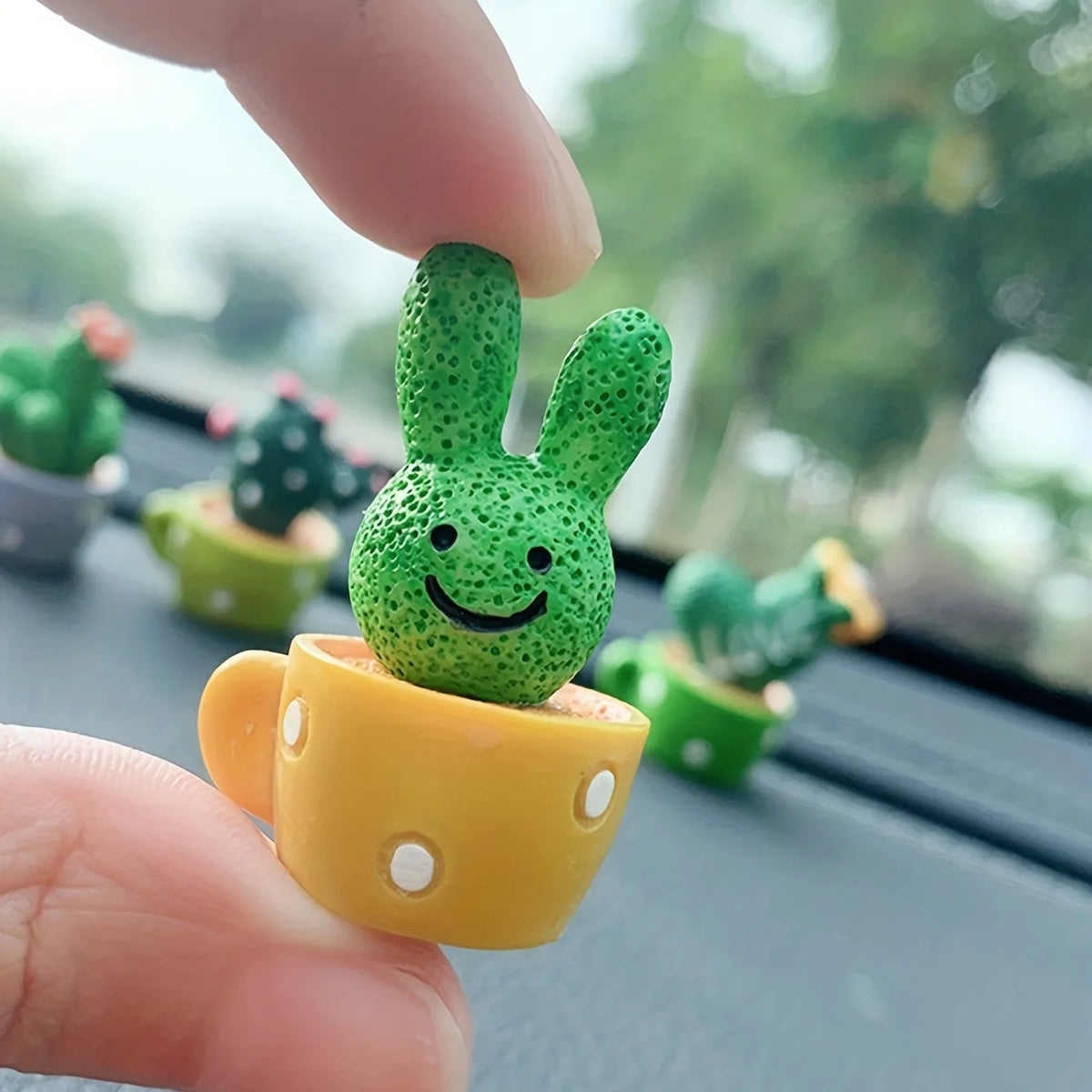 Set of 4 Cute Mini Green Cactus Plants
