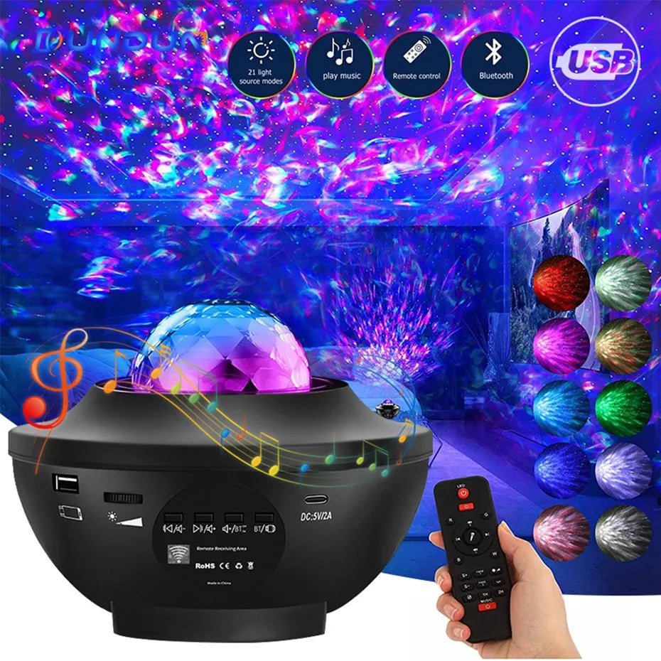 Starry Night Light Bluetooth USB Projector - Sleek Surprises