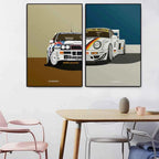 Racing GT40 Surfboard Illustration Classic Sports Car 911 Graffiti Canvas